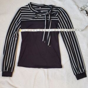 Black & White Stripes top with Bow